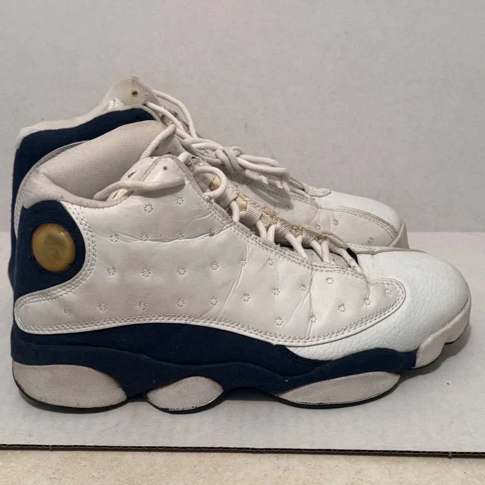VTG 90s Jordan 13 Retro White Obsidian Basketball Shoes Size 9 Sneakers Mens‎